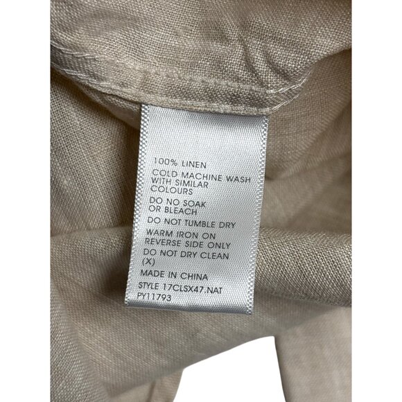 Mens Beige Linen Button-Up Shirt By Yd. XS Long Sleeve Casual Wear - Picture 4 of 6